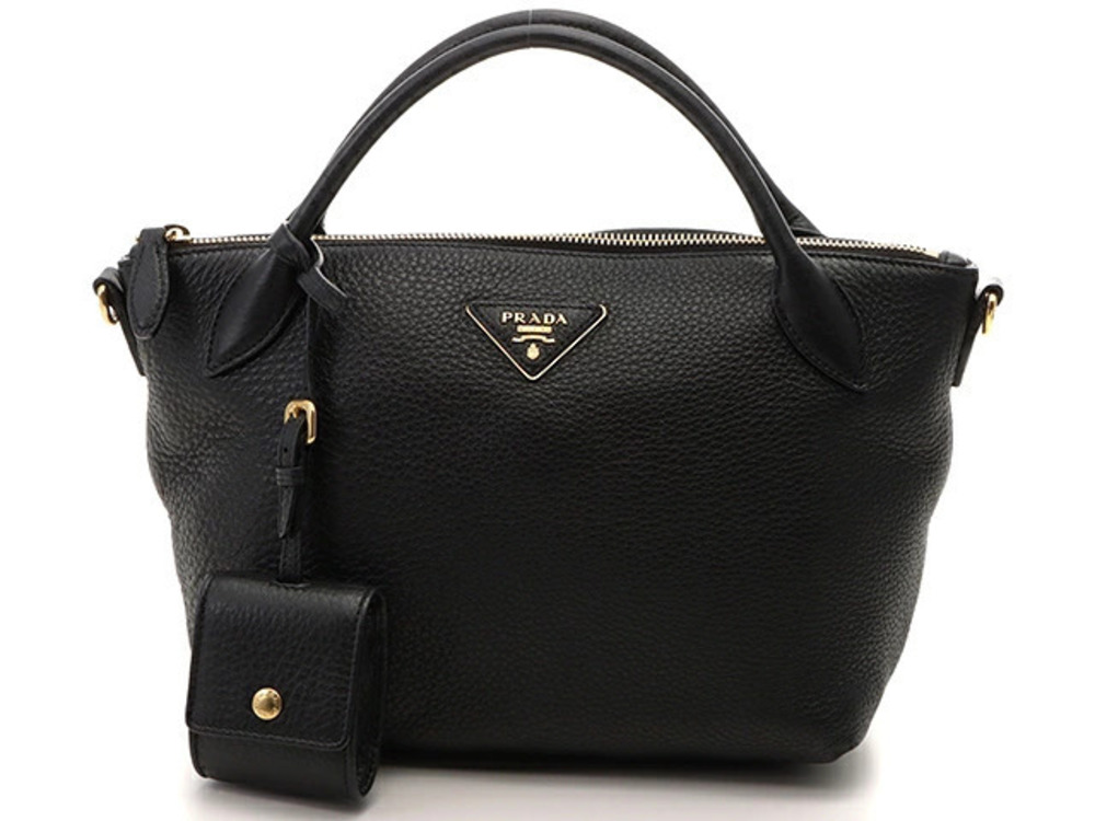 Prada shoulder bag black calfskin